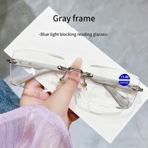 New Frameless Blue-Light Blocking Reading Glasses — Men's Business-Style Small Square-Frame Eyewear
