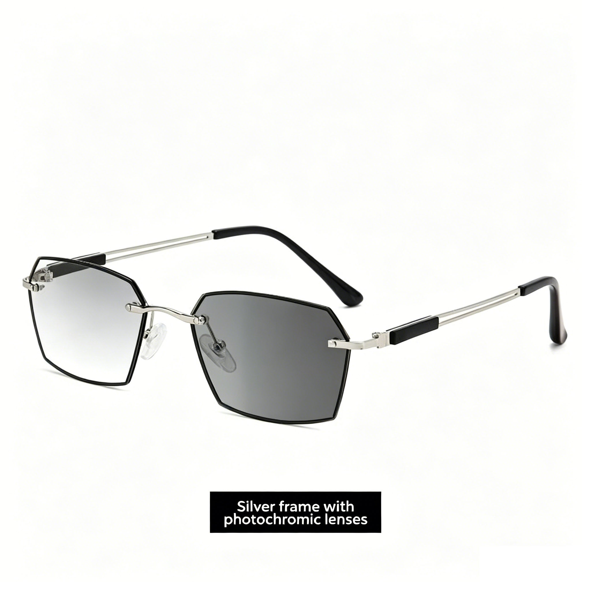 Ultra-Light Rimless Photochromic Reading Glasses for Men (Middle-Aged & Seniors) — Eye Protection, Anti-Fatigue, Frameless Cut-Edge Design, Blue Light Blocking