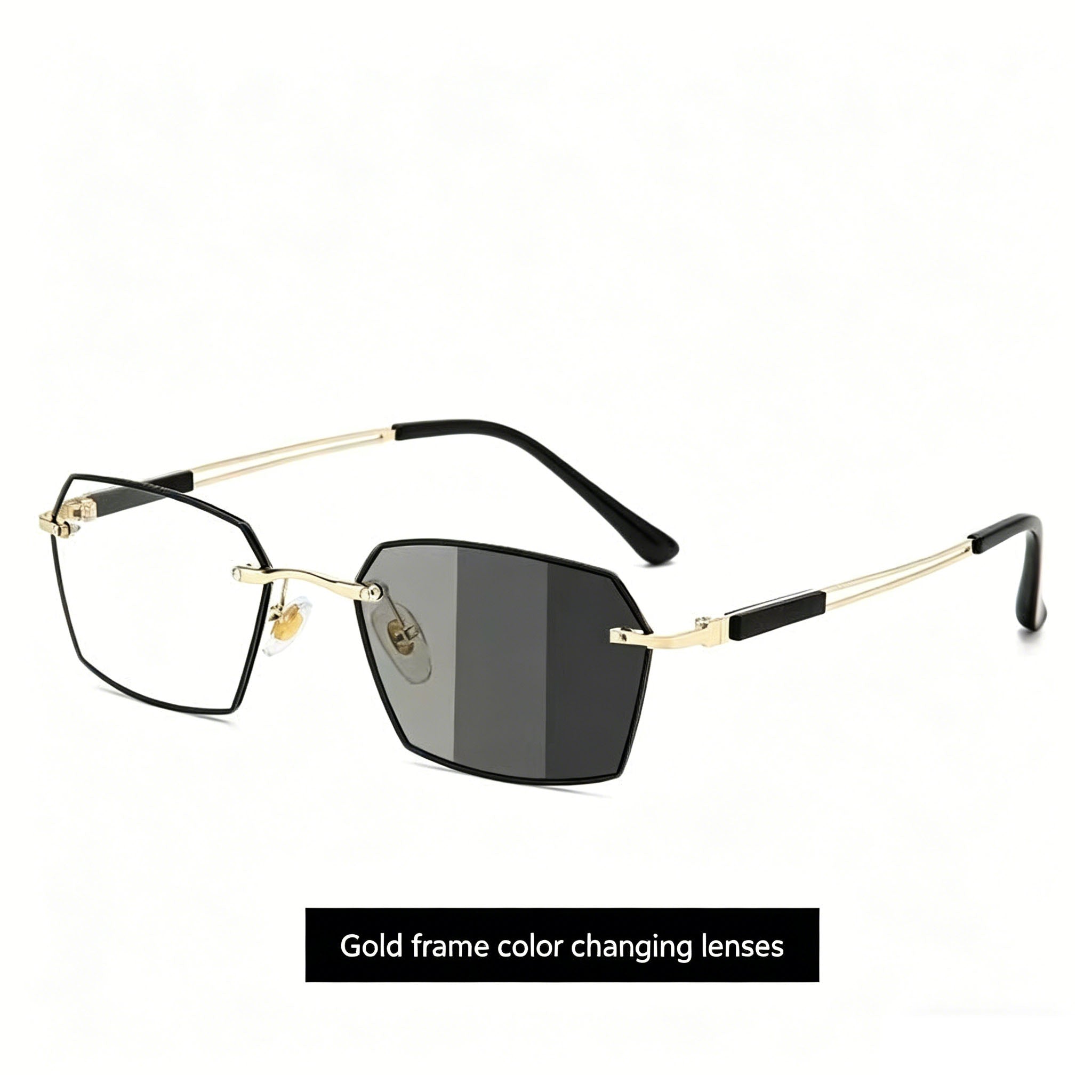 Ultra-Light Rimless Photochromic Reading Glasses for Men (Middle-Aged & Seniors) — Eye Protection, Anti-Fatigue, Frameless Cut-Edge Design, Blue Light Blocking