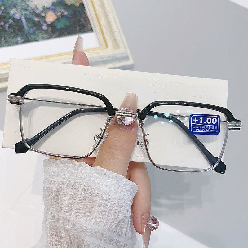 Men's Business-Style HD Anti-Blue Light Reading Glasses — New Ultra-Light Rimless Metal Square-Frame Readers