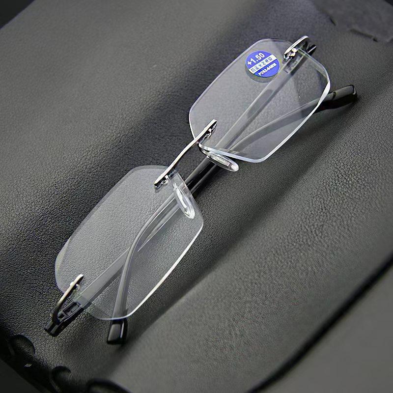 Men's Rimless, Cut-Edge, Photochromic Reading Glasses — Auto-Zoom, Progressive Multi-Focal Eyewear for Both Near and Far Vision