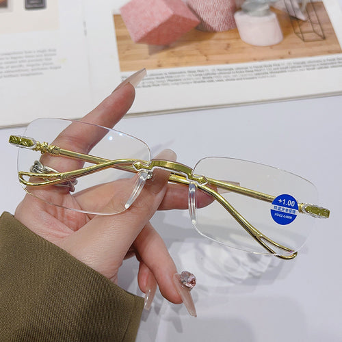 Men's Rimless Reading Glasses — Ultra-Lightweight, Anti-Blue Light, Anti-Radiation, High-Definition Eyewear for Middle-Aged and Senior Adults