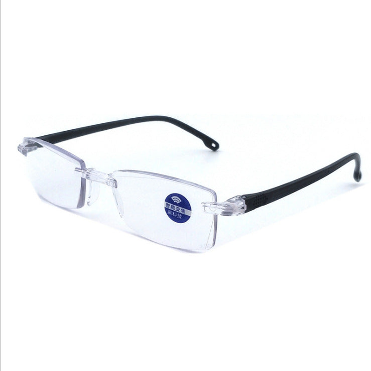 Rimless Cut-Edge Reading Glasses — Anti-Blue Light, Smart Zoom