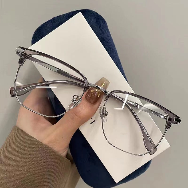 Retro Myopia Glasses — Unisex, Prescription-Compatible, Blue-Light Blocking, Semi-Rimless