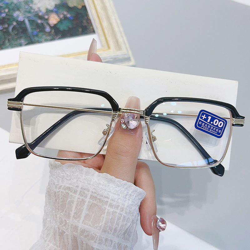 Men's Business-Style HD Anti-Blue Light Reading Glasses — New Ultra-Light Rimless Metal Square-Frame Readers