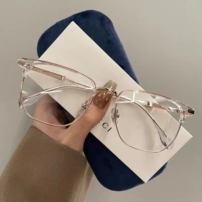 Retro Myopia Glasses — Unisex, Prescription-Compatible, Blue-Light Blocking, Semi-Rimless